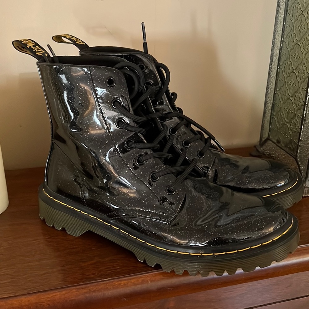 Dr Martens glitter black boots